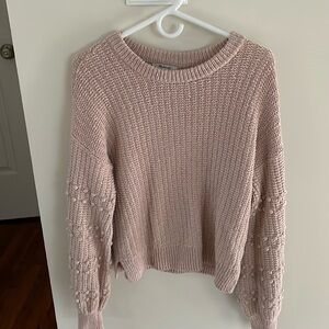 Madewell, size small, all cotton sweater with decorative sleeves, pink color